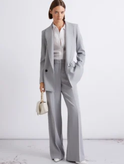 Blazer in tela stretch effetto malfilé - GRIGIO CHIARO MELANGE