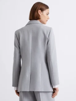 Blazer in tela stretch effetto malfilé - GRIGIO CHIARO MELANGE