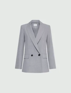 Blazer in tela stretch effetto malfilé - GRIGIO CHIARO MELANGE