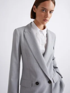 Blazer in tela stretch effetto malfilé - GRIGIO CHIARO MELANGE