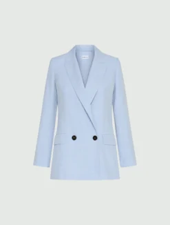 Blazer in tela stretch effetto malfilé - AZZURRO