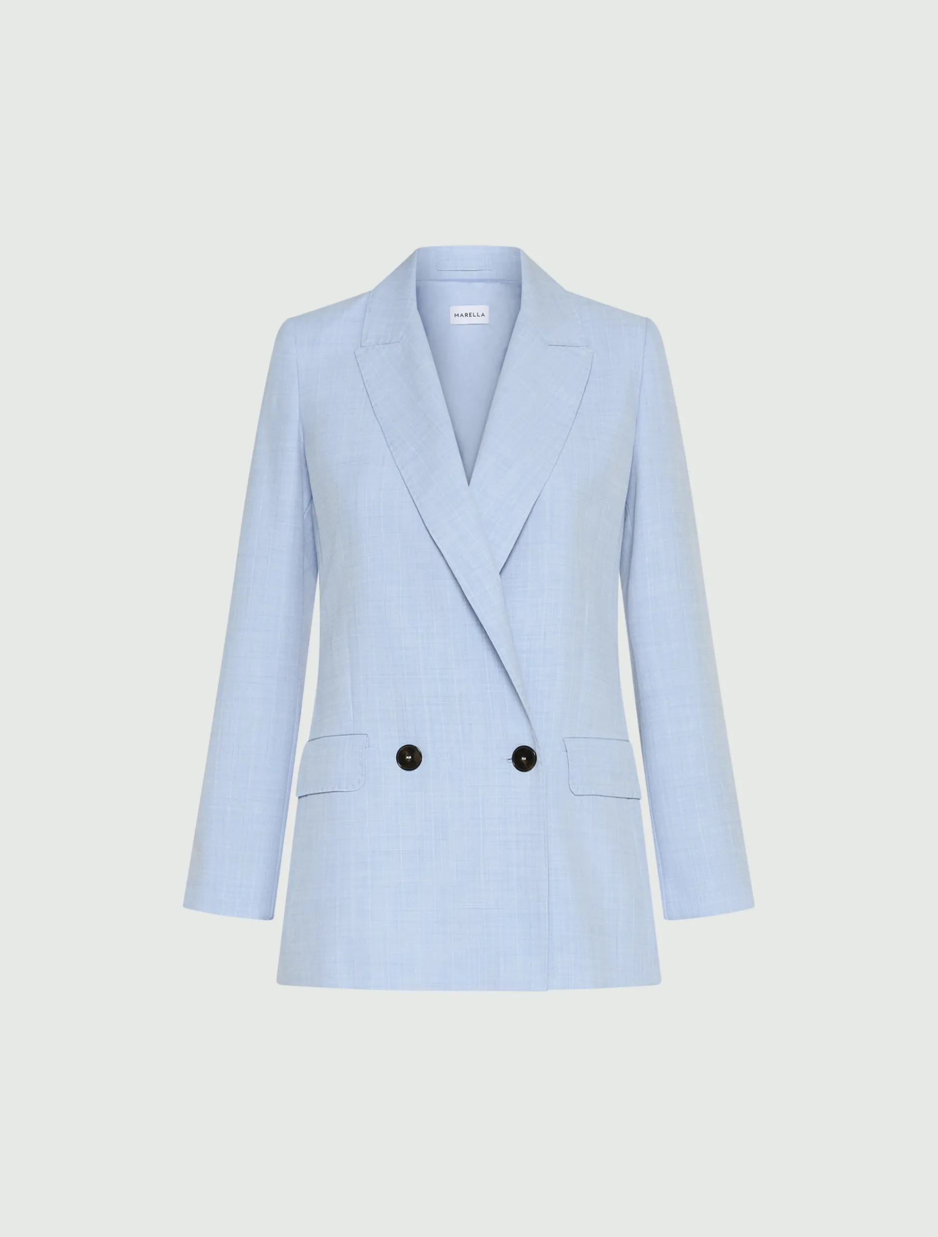Blazer in tela stretch effetto malfilé - AZZURRO