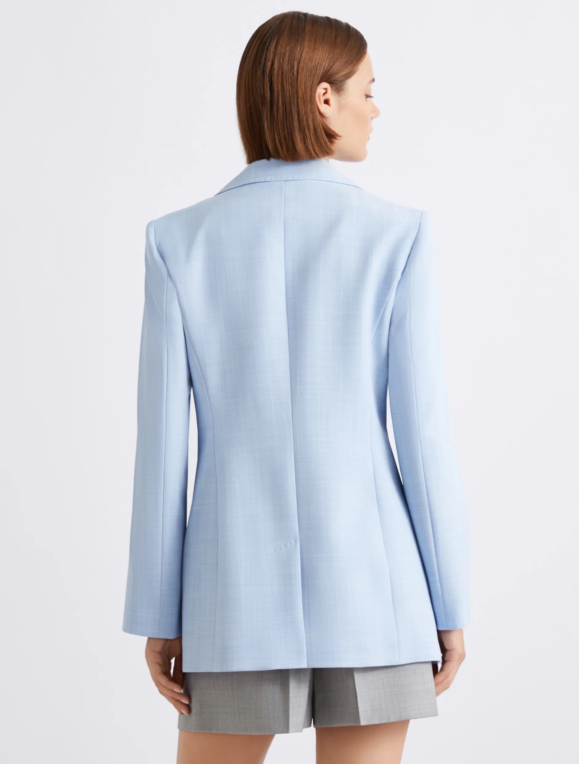 Blazer in tela stretch effetto malfilé - AZZURRO