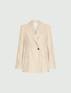 Blazer in twill di misto viscosa stretch - BEIGE