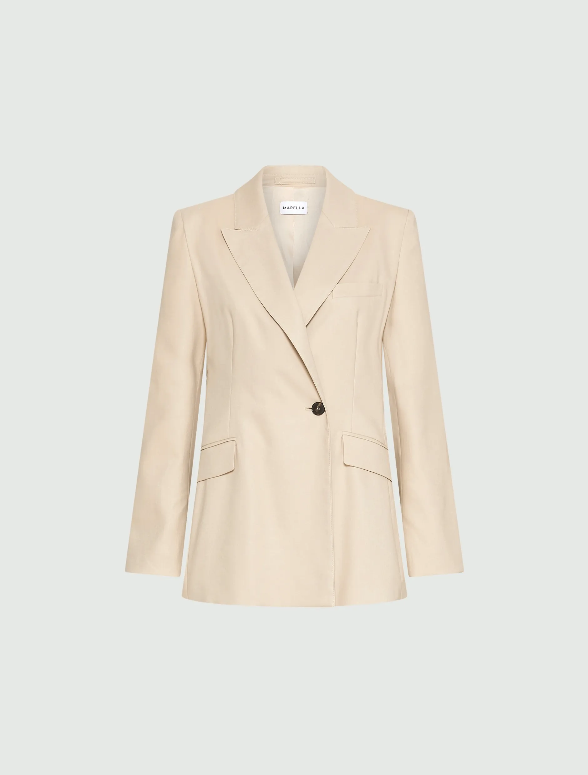 Blazer in twill di misto viscosa stretch - BEIGE