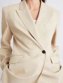 Blazer in twill di misto viscosa stretch - BEIGE