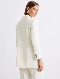 Blazer lungo in envers satin - BIANCO LANA
