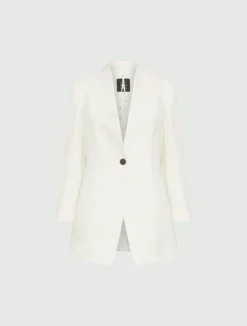 Blazer lungo in envers satin - BIANCO LANA
