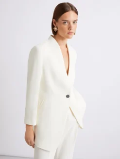 Blazer lungo in envers satin - BIANCO LANA