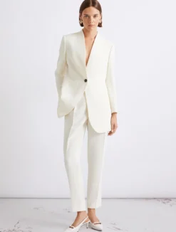 Blazer lungo in envers satin - BIANCO LANA