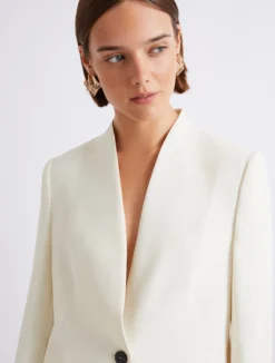 Blazer lungo in envers satin - BIANCO LANA