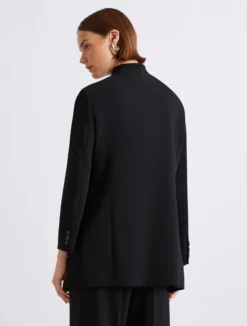 Blazer lungo in envers satin - NERO