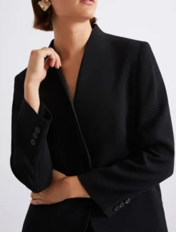 Blazer lungo in envers satin - NERO