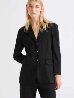 Blazer monopetto in jersey stretch - NERO