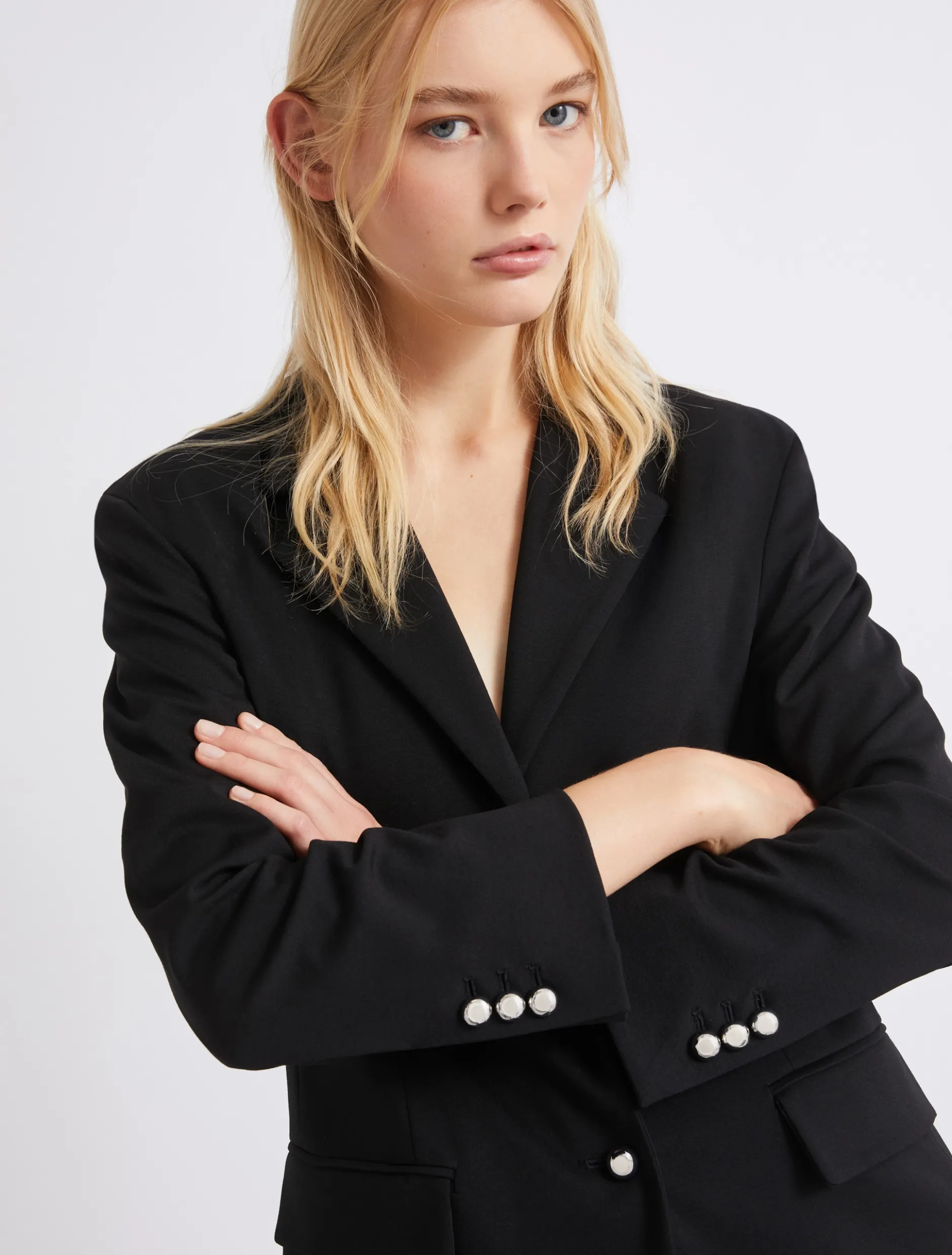 Blazer monopetto in jersey stretch - NERO