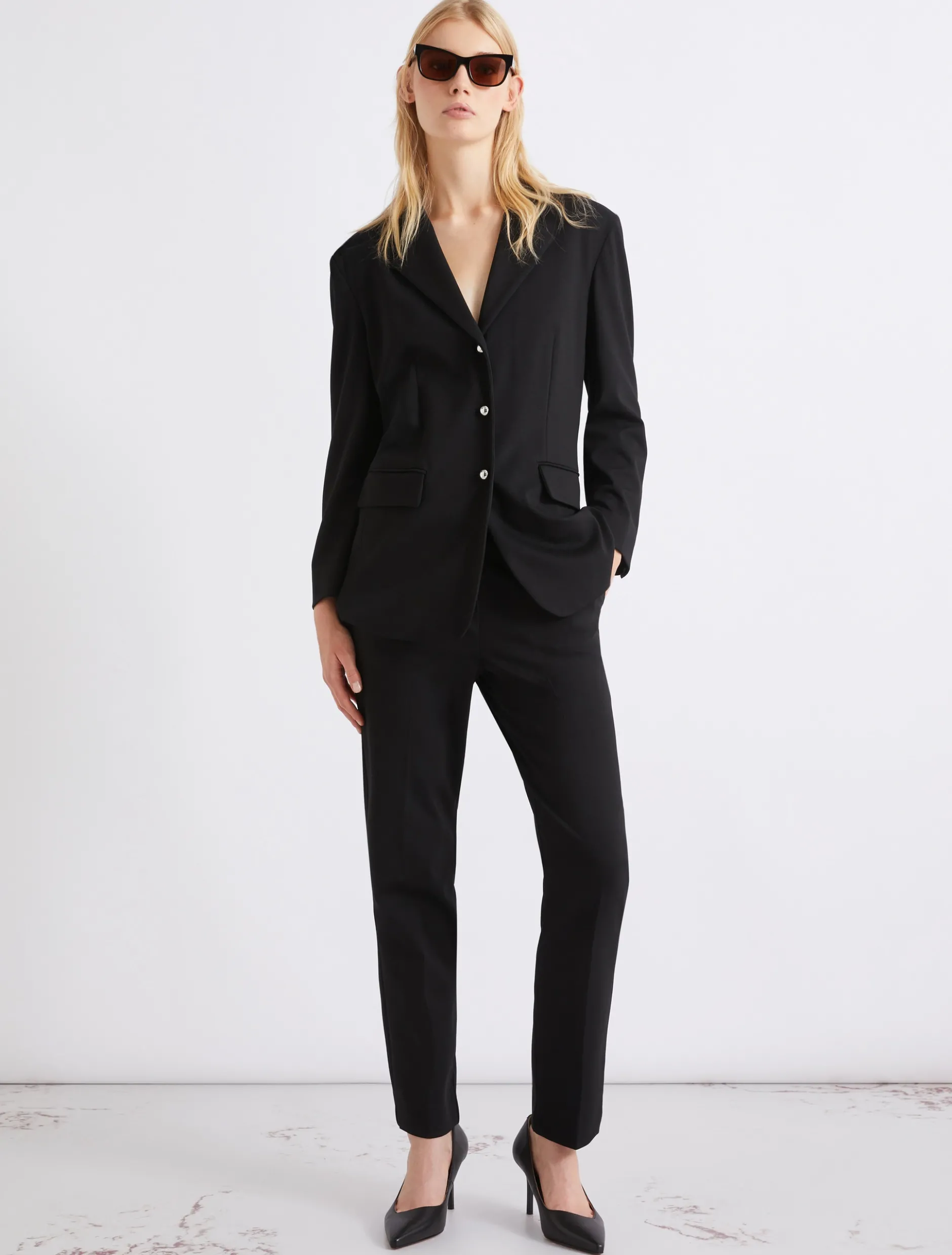 Blazer monopetto in jersey stretch - NERO