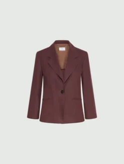 Blazer monopetto in lino - MARRONE