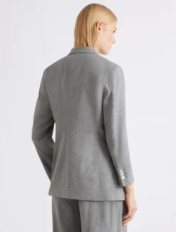 Blazer monopetto in misto lino - GRIGIO MELANGE