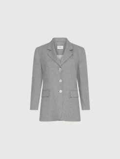 Blazer monopetto in misto lino - GRIGIO MELANGE