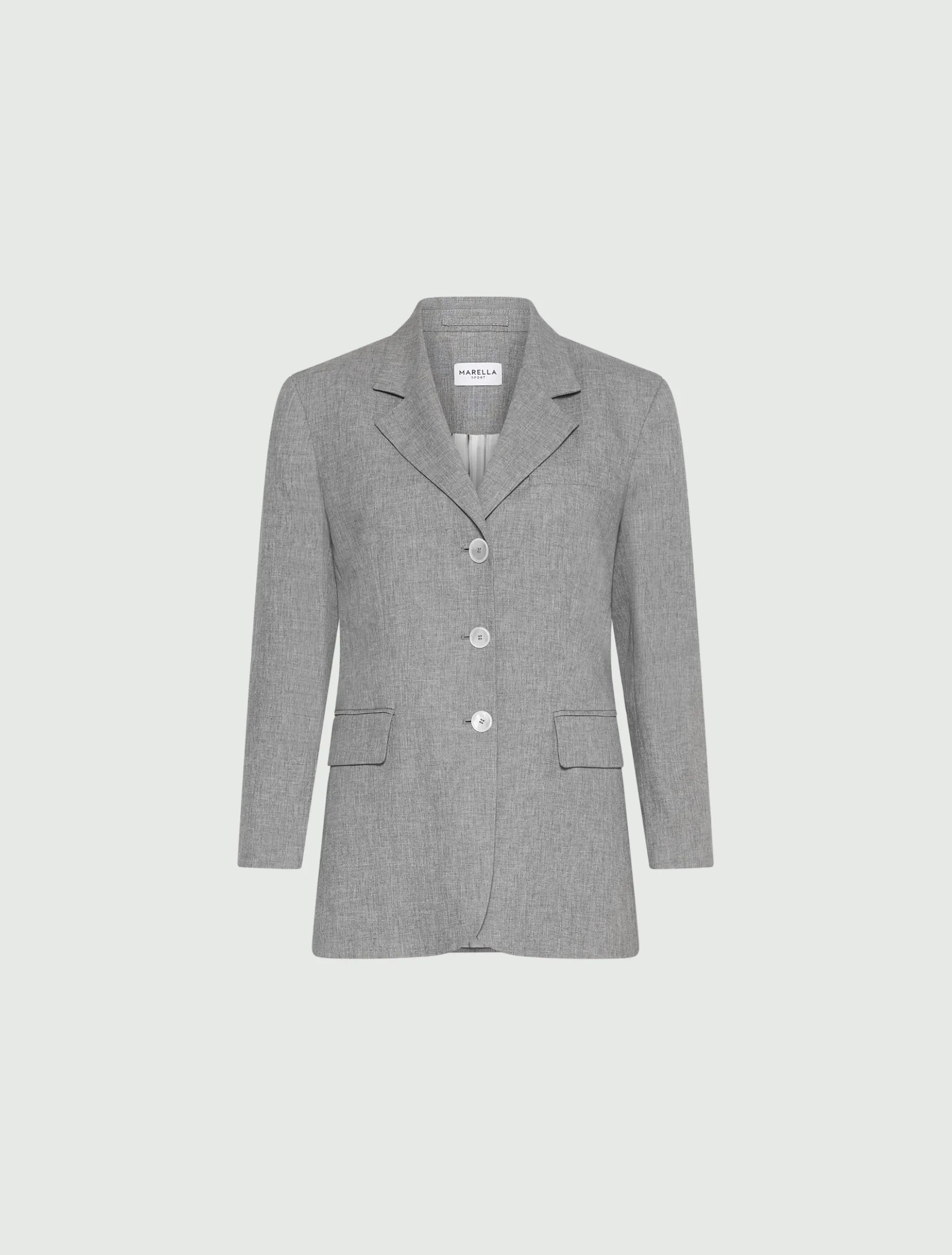 Blazer monopetto in misto lino - GRIGIO MELANGE