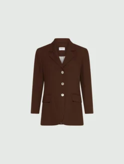 Blazer monopetto in misto lino - MARRONE