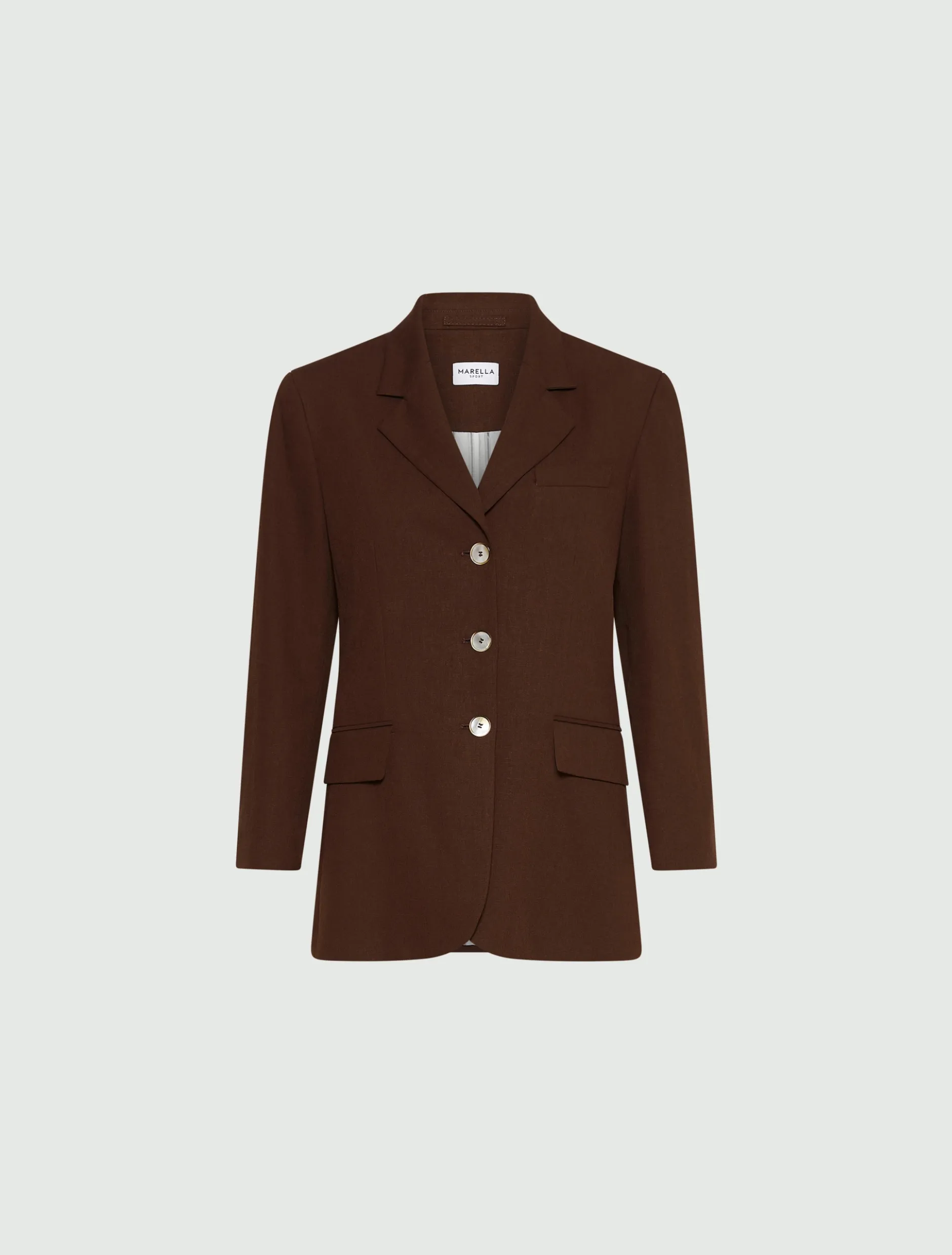 Blazer monopetto in misto lino - MARRONE