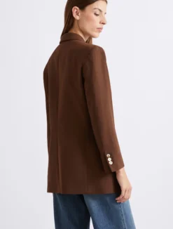Blazer monopetto in misto lino - MARRONE