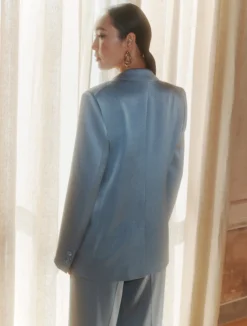 Blazer monopetto in satin - AZZURRO POLVERE