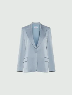 Blazer monopetto in satin - AZZURRO POLVERE