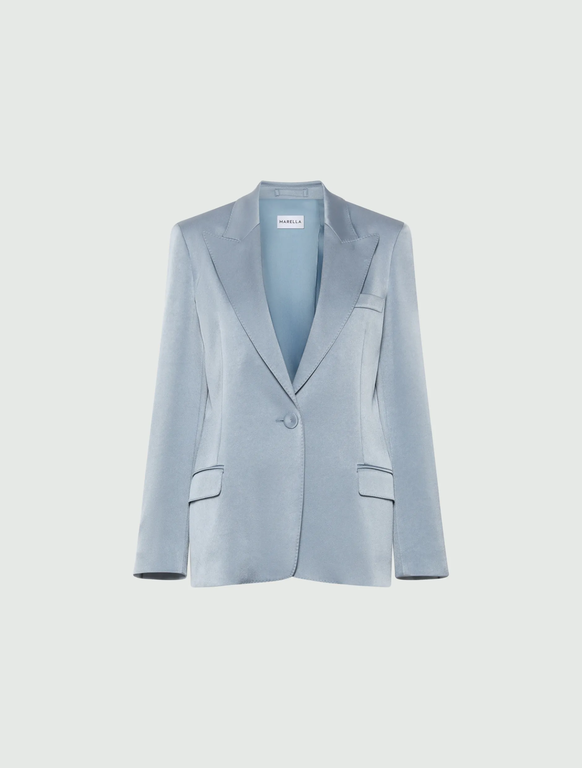 Blazer monopetto in satin - AZZURRO POLVERE