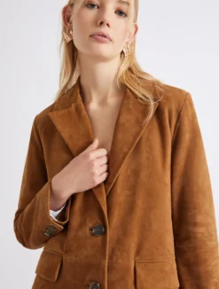 Blazer semiaderente in camoscio - CAMMELLO