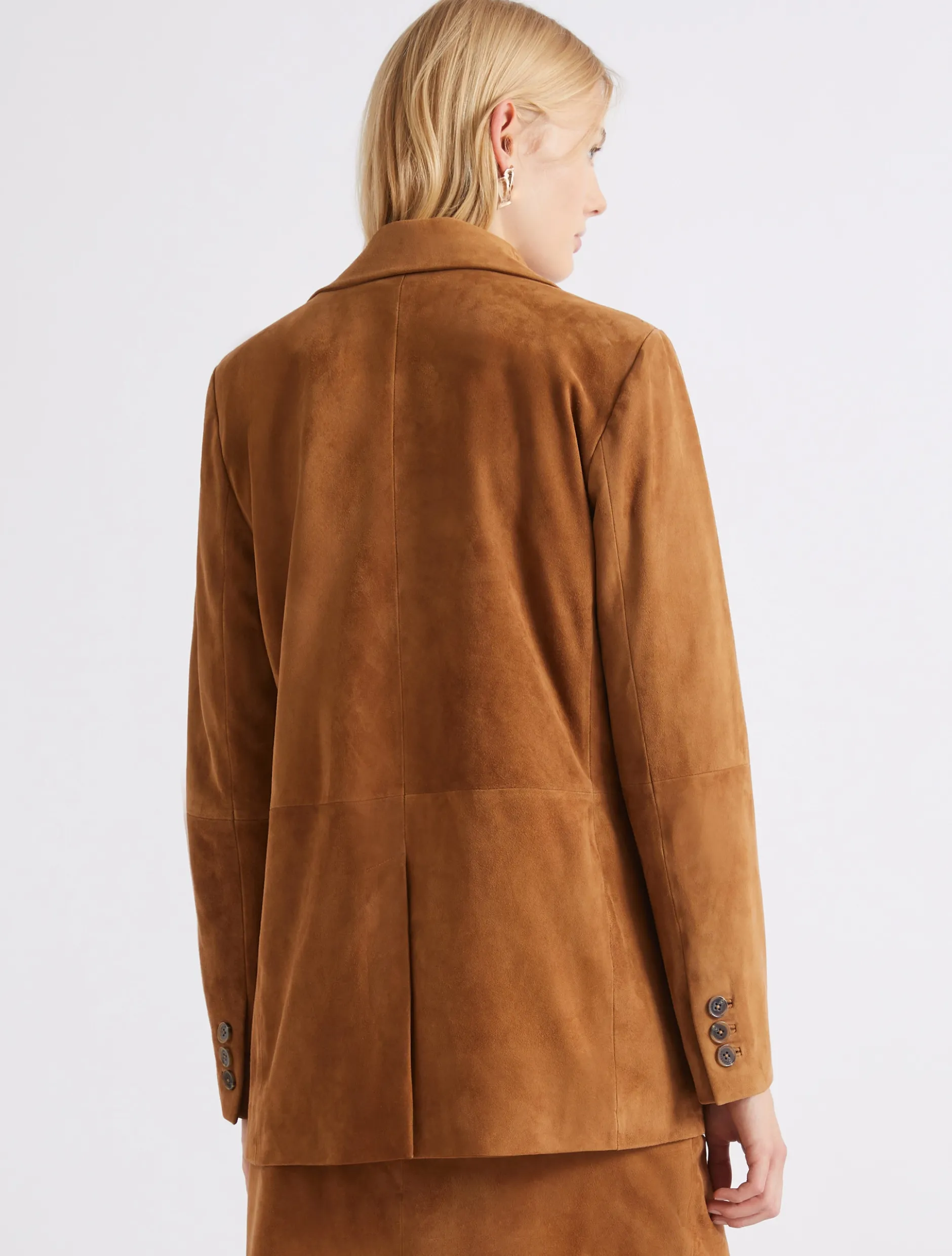 Blazer semiaderente in camoscio - CAMMELLO
