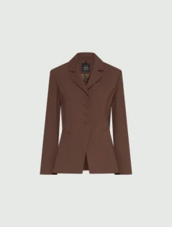 Blazer semi aderente in envers satin - MARRONE