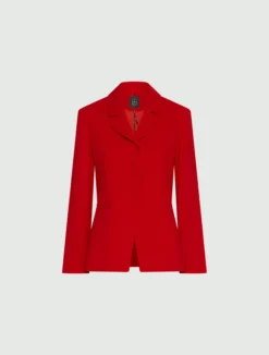 Blazer semi aderente in envers satin - ROSSO