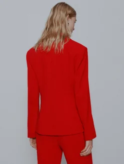 Blazer semi aderente in envers satin - ROSSO