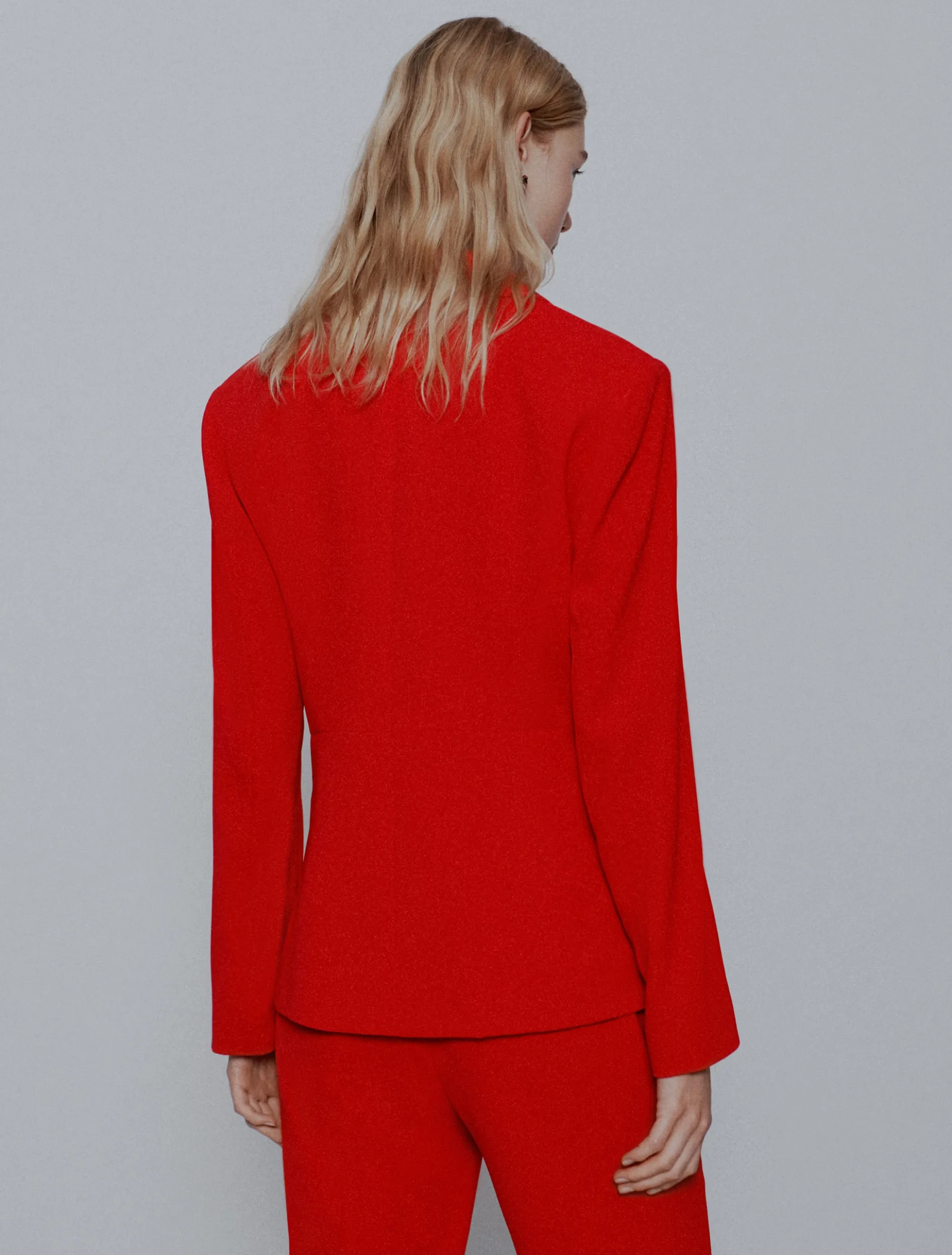 Blazer semi aderente in envers satin - ROSSO