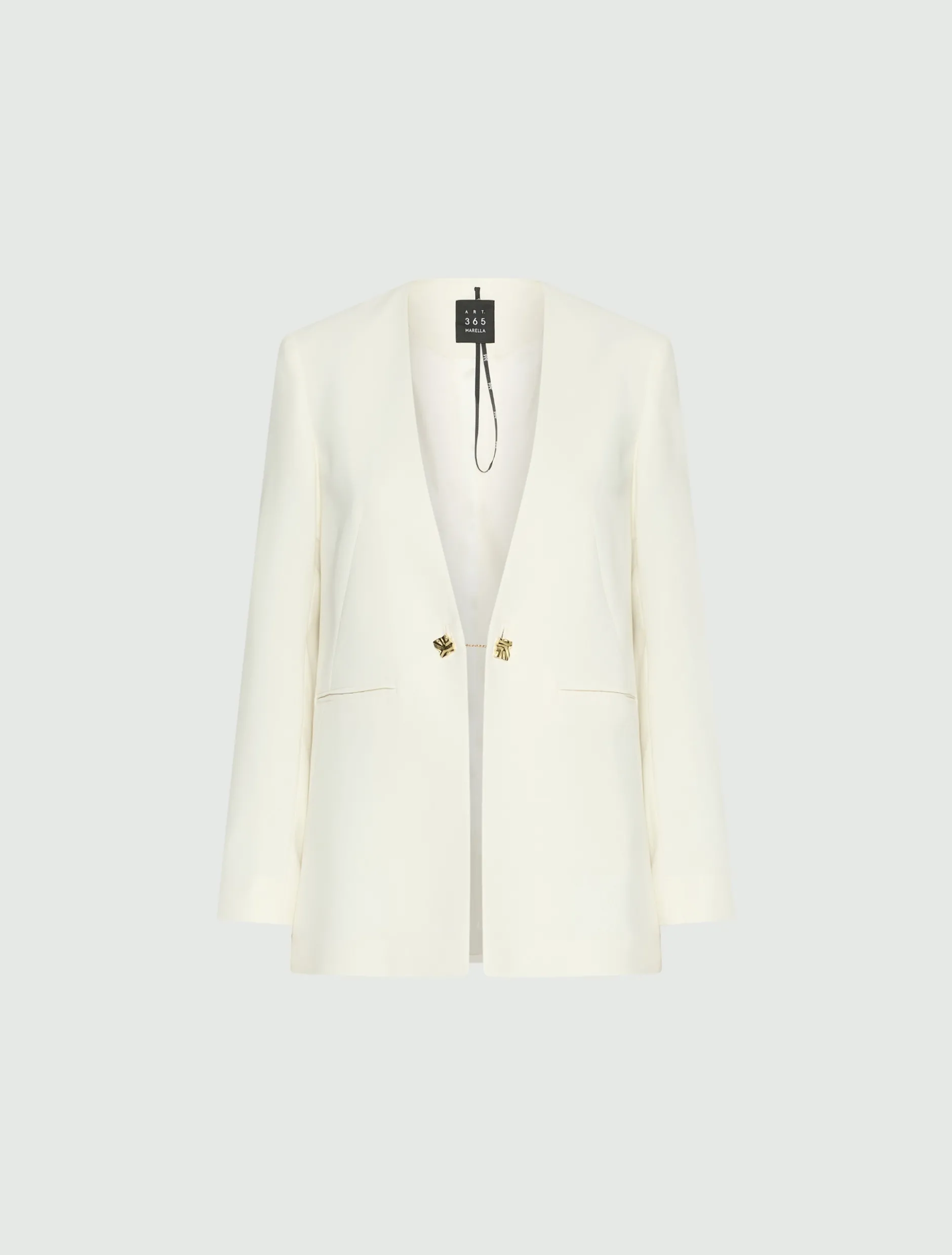 Blazer senza collo in envers satin - BIANCO LANA