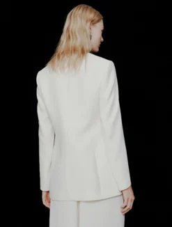Blazer senza collo in envers satin - BIANCO LANA