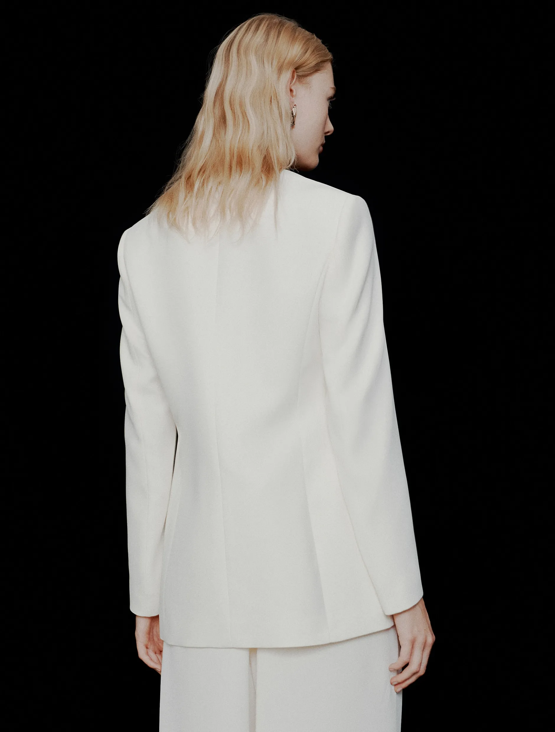 Blazer senza collo in envers satin - BIANCO LANA
