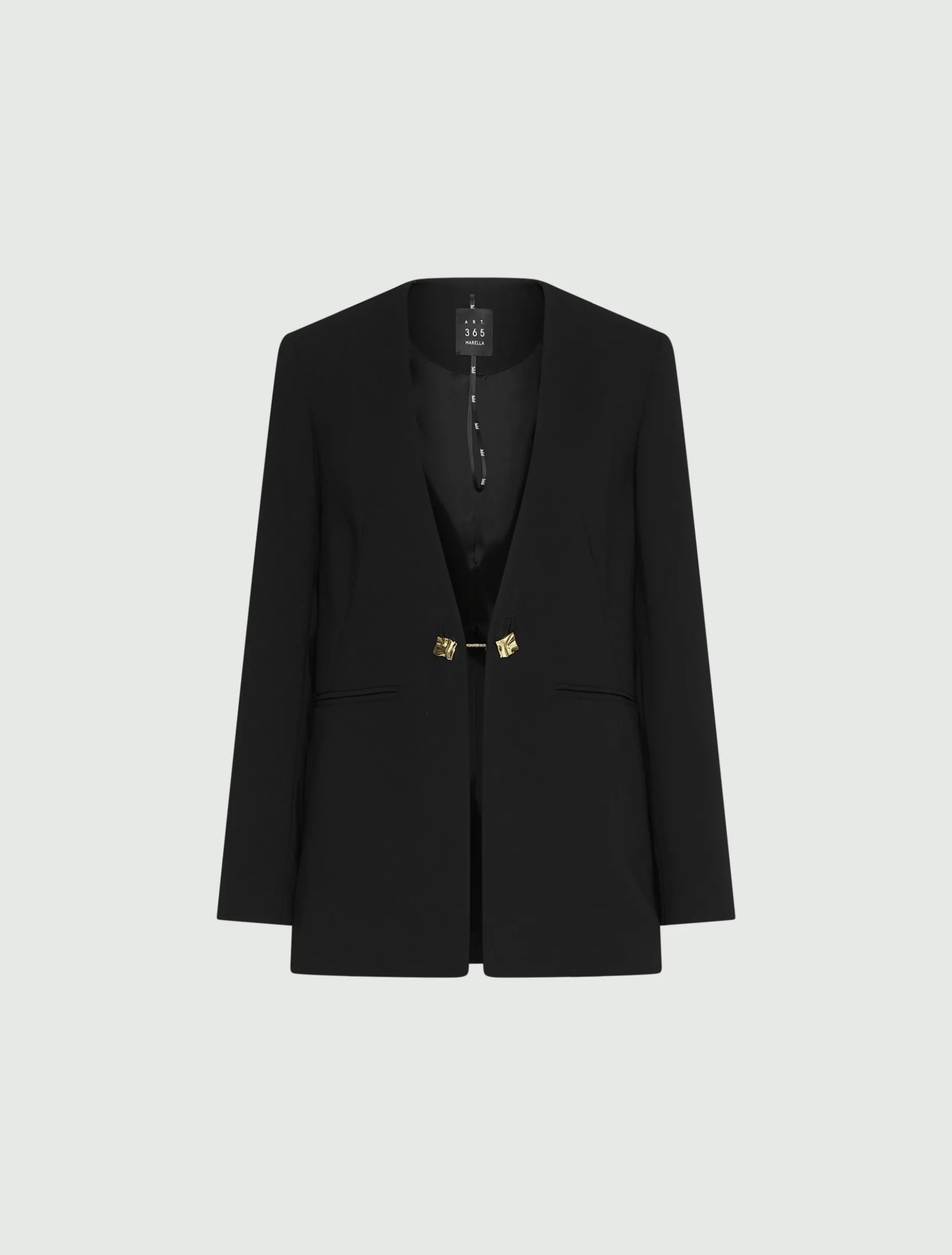 Blazer senza collo in envers satin - NERO