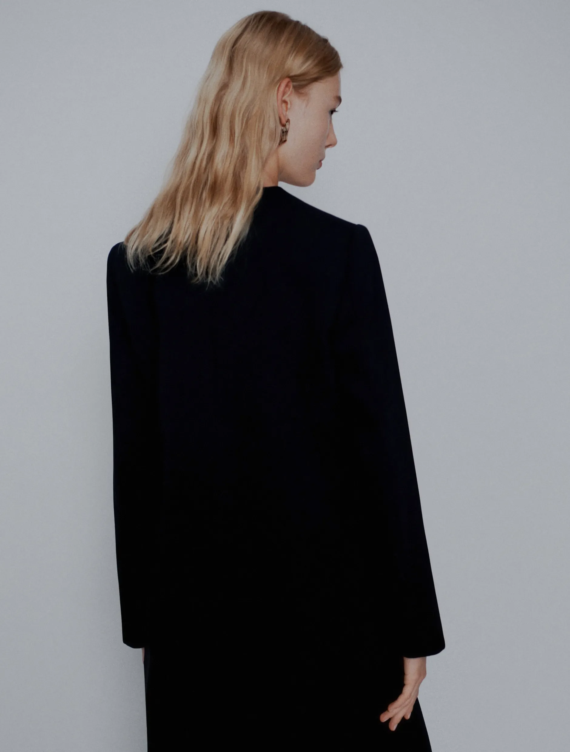 Blazer senza collo in envers satin - NERO