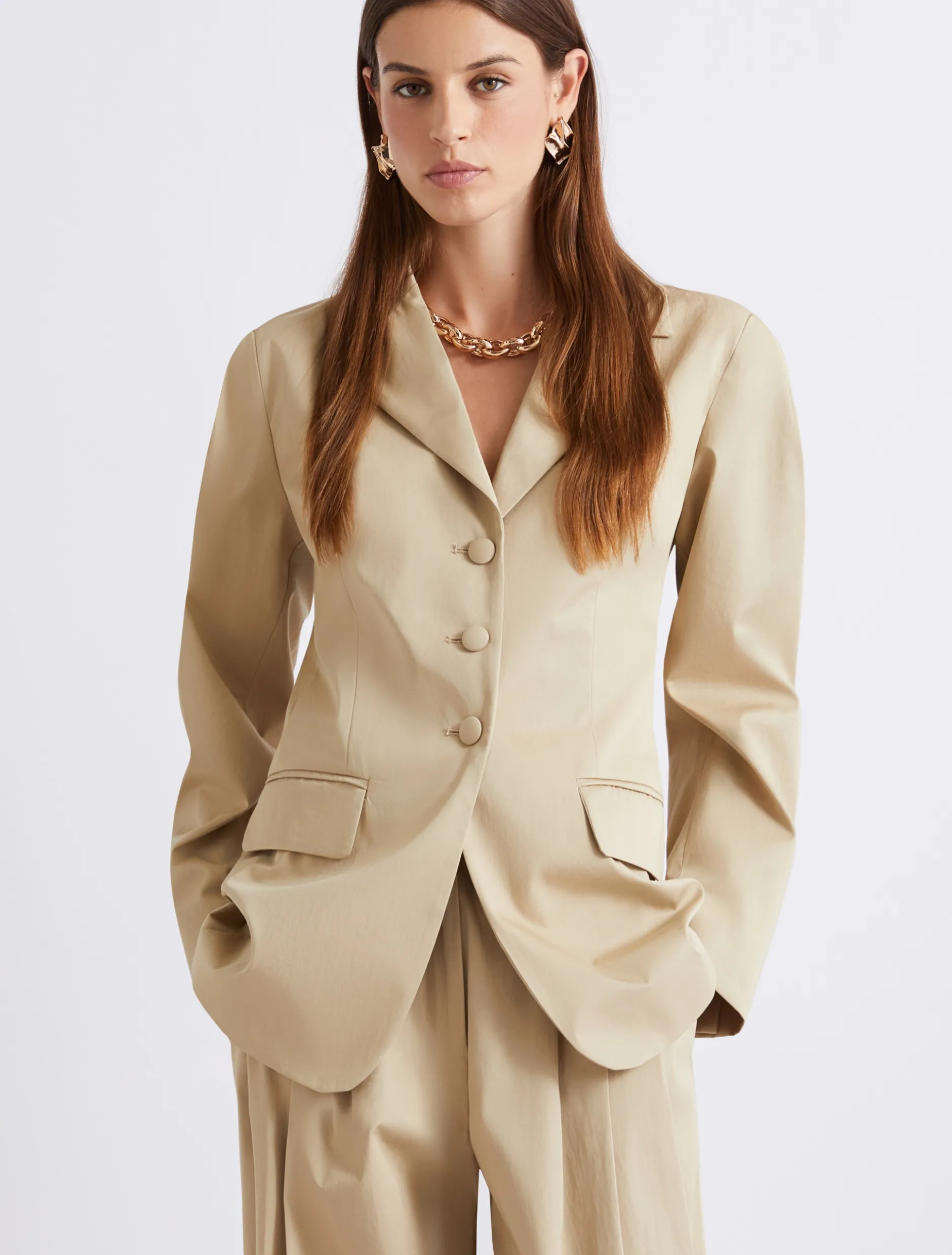 Blazer strutturato in gabardina - SABBIA