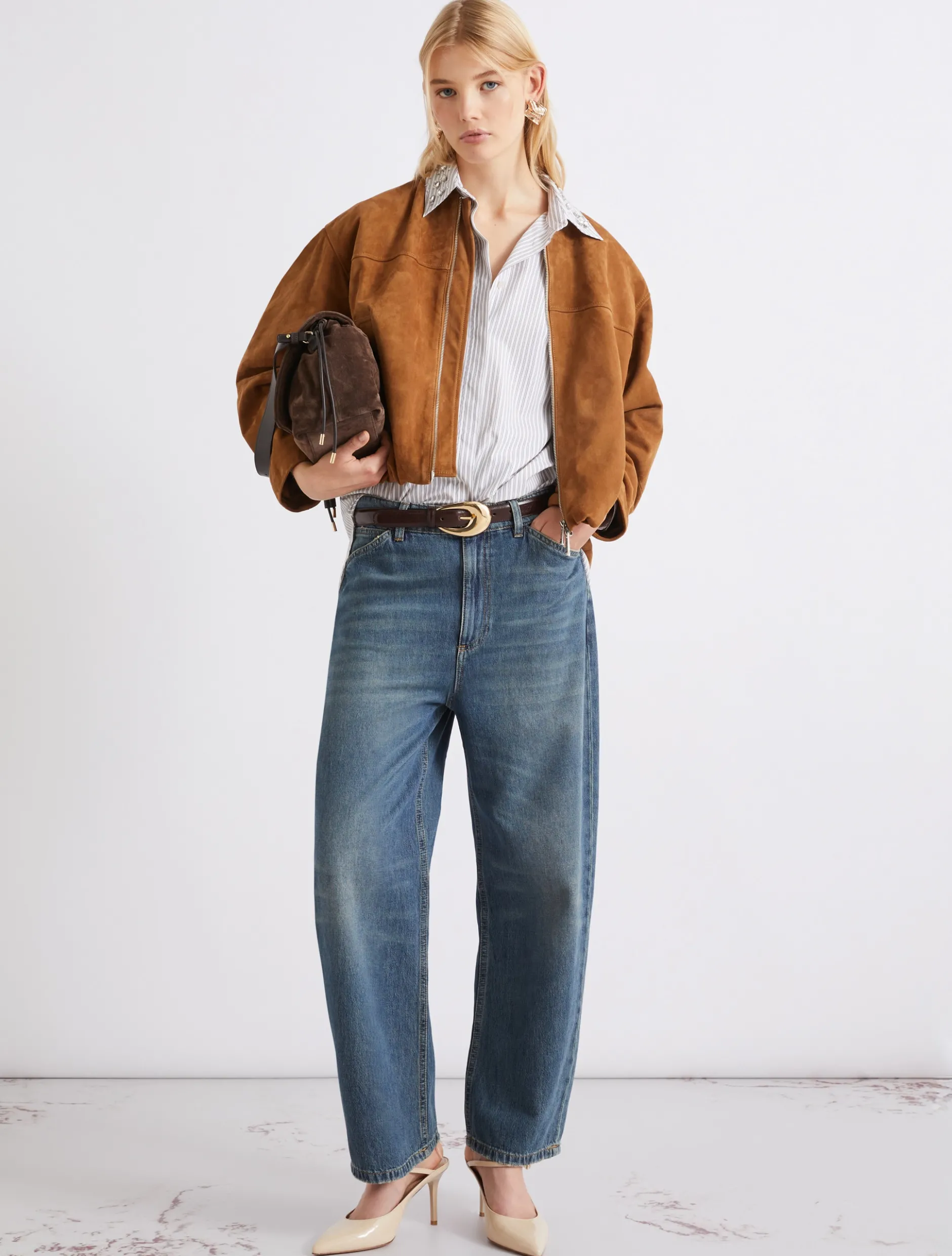 Blouson in camoscio - CAMMELLO