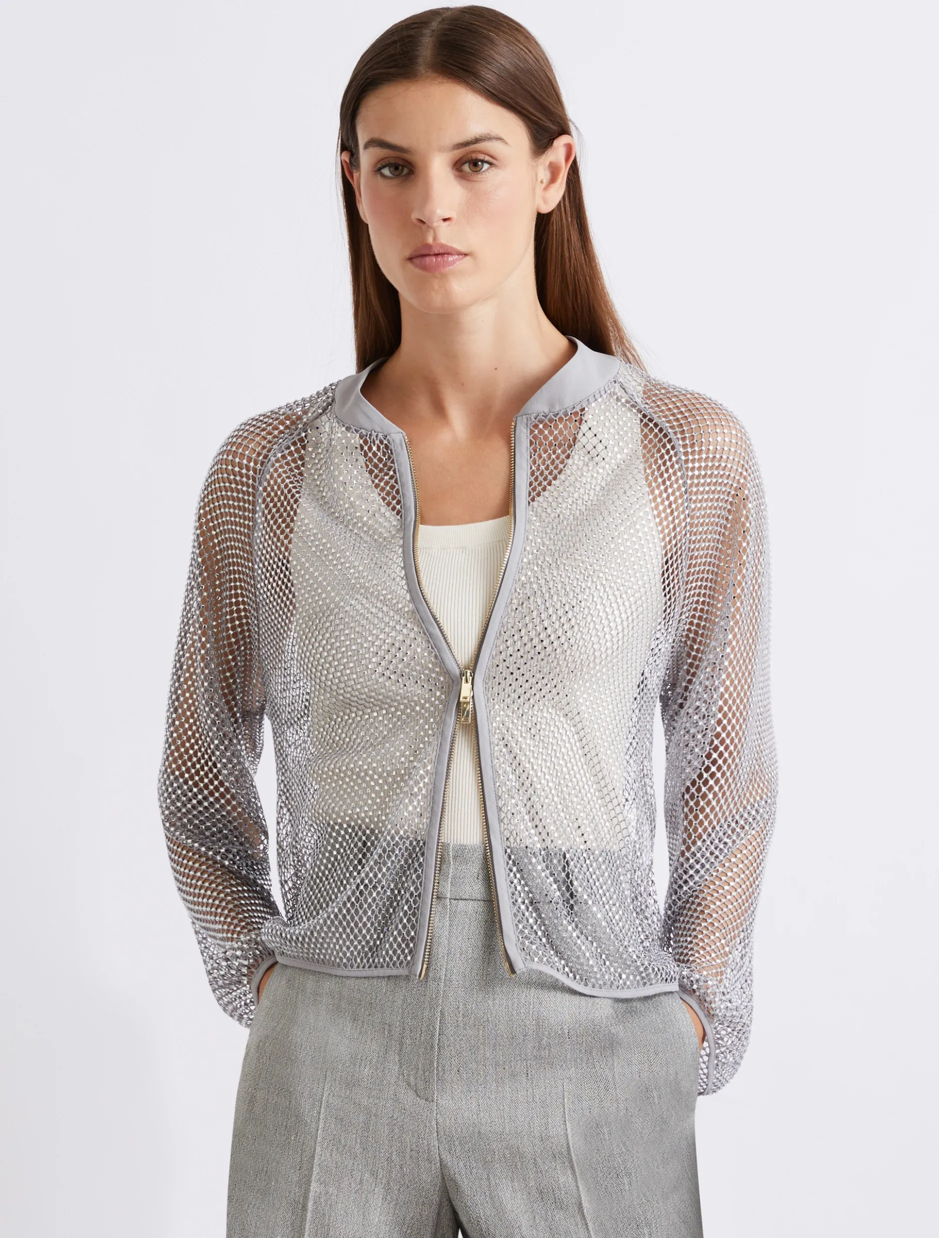 Blouson in rete strass - GRIGIO