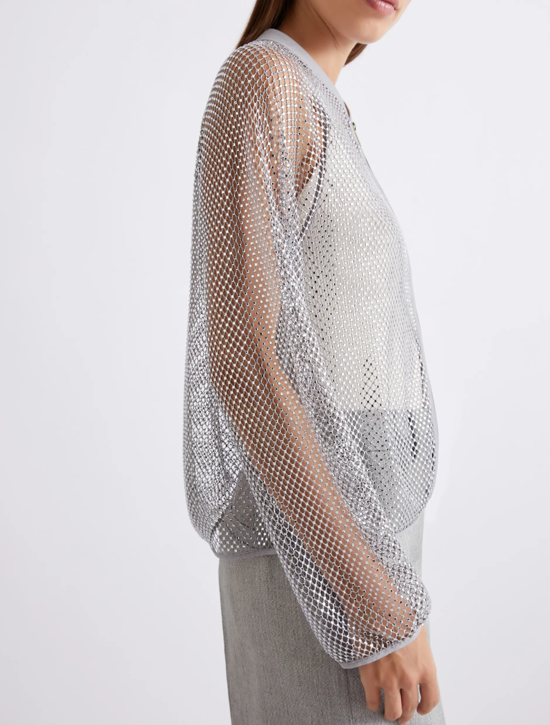 Blouson in rete strass - GRIGIO