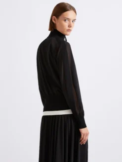 Blouson sportivo in georgette - NERO