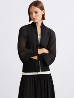 Blouson sportivo in georgette - NERO