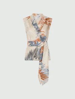 Blusa a portafoglio in seta - PANNA