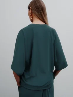 Blusa con maniche a kimono - BLU PAVONE