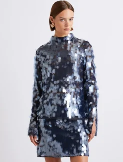 Blusa con paillette - BLU